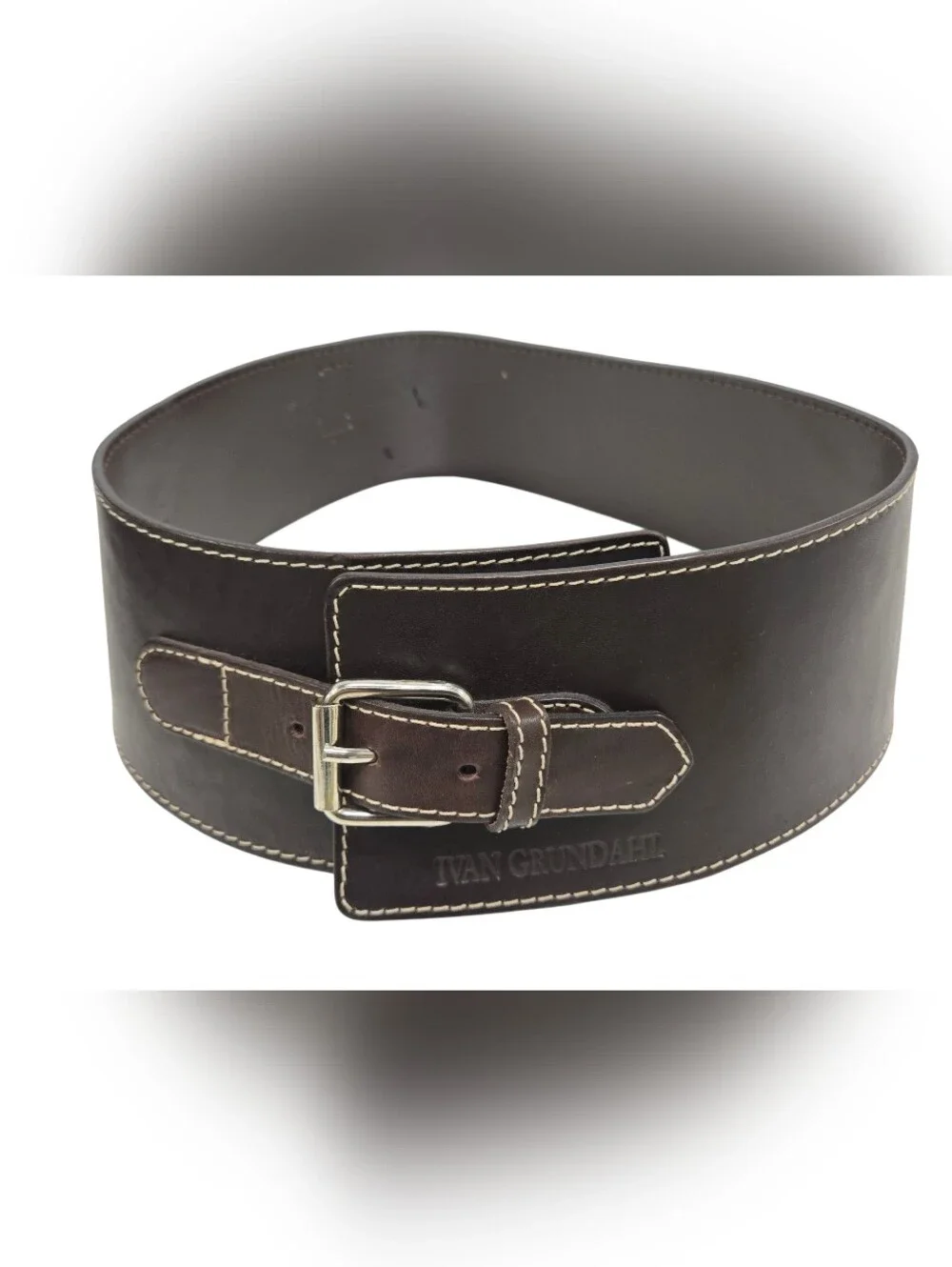 Ivan Grundahl‎ Dark Brown Leather Oversized Belt Sz 08